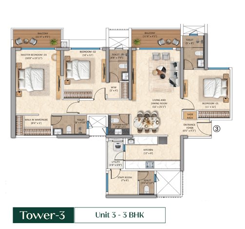 Tower - 3 Unit 3 - 3 BHK