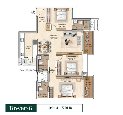 Tower - 6 Unit 4 - 3 BHK